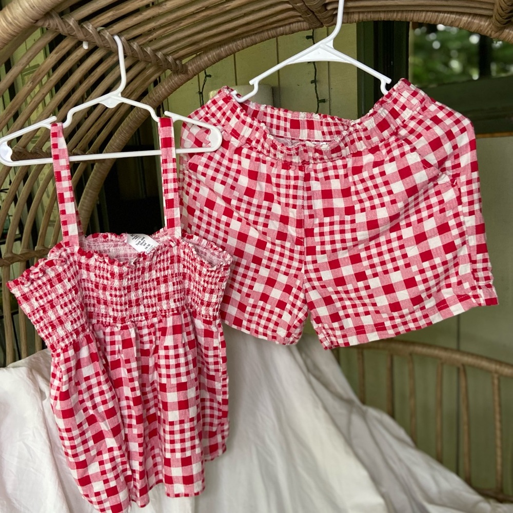 Red Gingham Kids Matching Set - Brand: